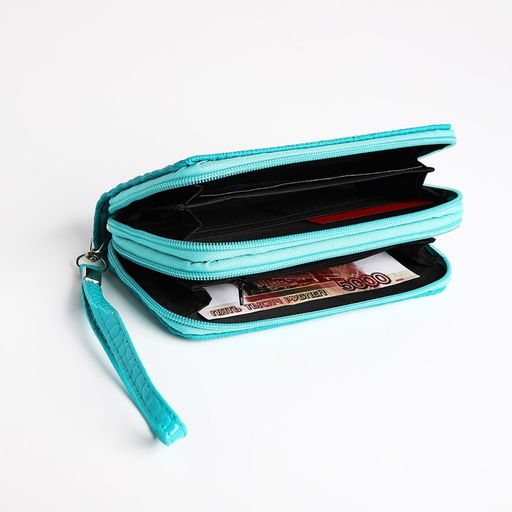 Кошелёк на молнии, цвет бирюзовый - Simaland фото 4