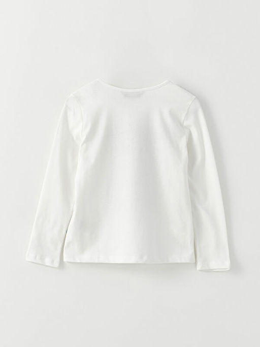 Bisiklet Yaka Bask?l? Uzun Kollu K?z ?ocuk Ti??rt - Waikiki фото 2