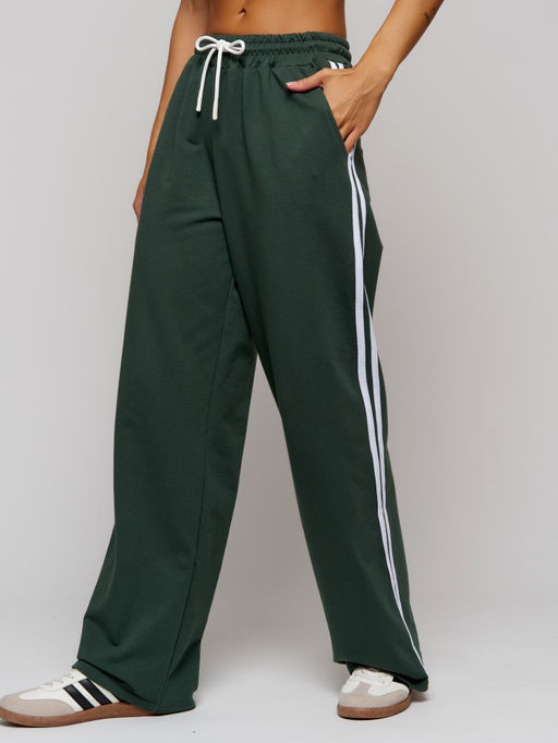 338 Брюки женские с лампасами, темно-зеленый - Knitka wear фото 2