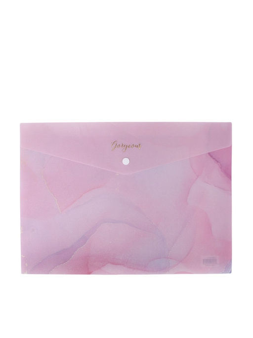 Цена за 12 шт. Папка-конверт на кнопке формат А4 180мкр блестящая МИКС Мрамор  (штрихкод на штуке)