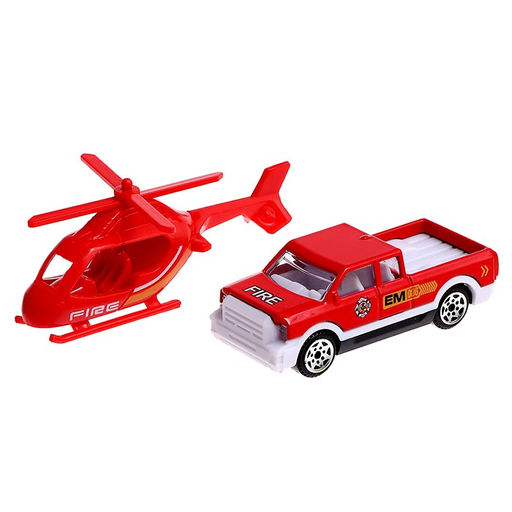 Парковка Пожарная станция, с металлическими машинкой и вертолётом - Автоград фото 11