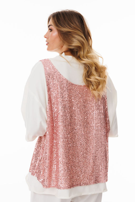 Блуза Lars Style 1055 бело-молочный, розовый