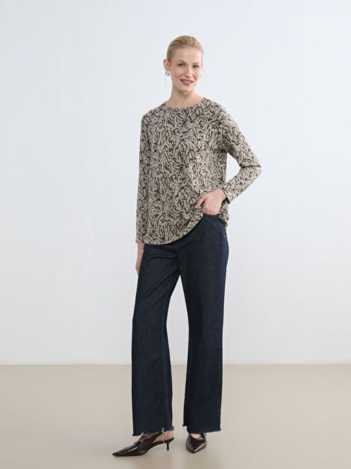 Bisiklet Yaka Desenli Bluz