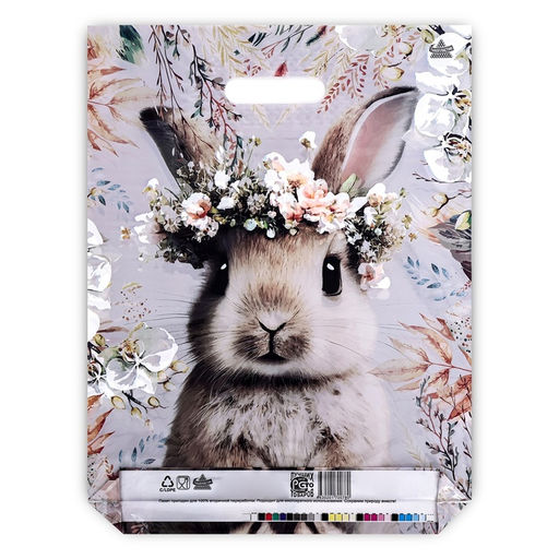 Цена за 50 шт. Пакет Летний Зайка, полиэтиленовый с вырубной ручкой, 30?40 см, 60 мкм