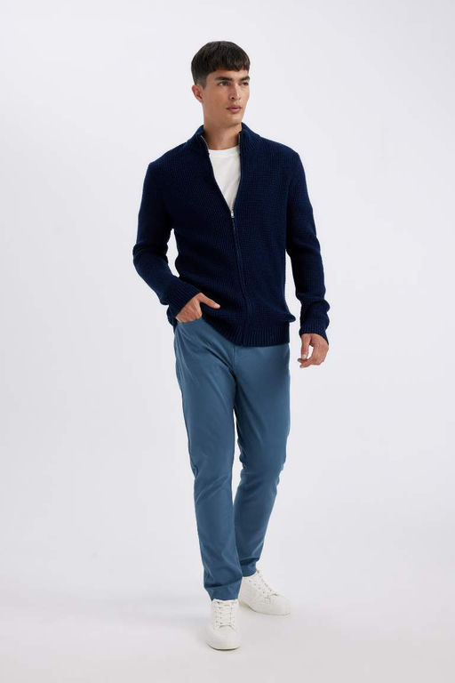 Вафельный кардиган стандартной посадки с водолазкой - Defacto фото 2