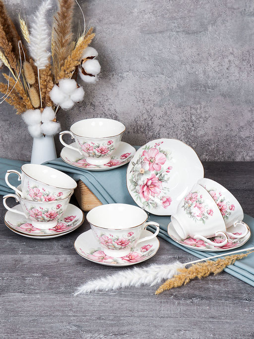 Чайный набор 12 предметов 250 мл на ножке / RS/12-FY253004 Grey /уп 8/ - Галеонтрейд фото 2