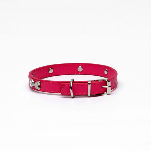 Ошейник Бантики и стразы,38 х 1,5 см, ОШ 27-33, розовый - Пижон фото 2