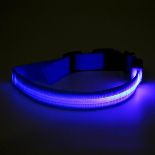 Ошейник с подсветкой размер XL, ОШ 52-60 х 2,5 см, 3 режима свечения голубой - Пижон фото 5