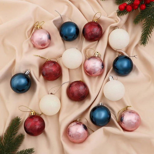 Ёлочные игрушки Астрид ассорти, шары новогодние, d=5 см, набор 16 шт., МИКС