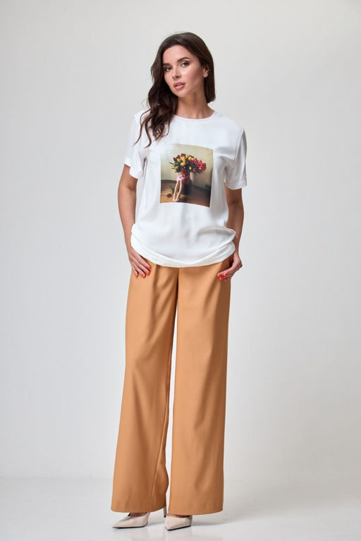 Футболка ANELLI 1280 белый с тюльпанами  фото 4