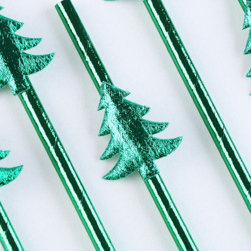 Трубочки для коктейлей одноразовые Ёлочки, в наборе 6 штук