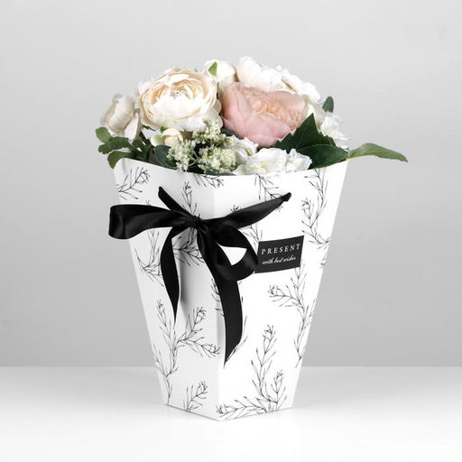 Переноска для цветов на лентах Present with best wishes, 17 х 25 х 9 см - Дарите счастье фото 2