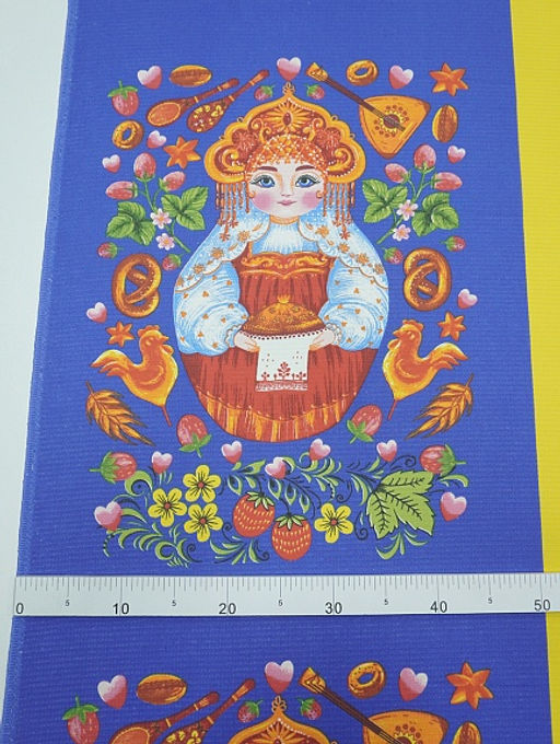 Вафельное полотно Расписная кукла, ш.1.5м, хлопок-100%, 155гр/м.кв, раппорт 63см - Купава фото 4