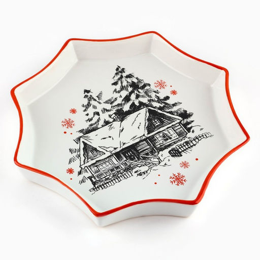 Блюдо новогоднее «Избушка», 21×21×3 см, ручная работа