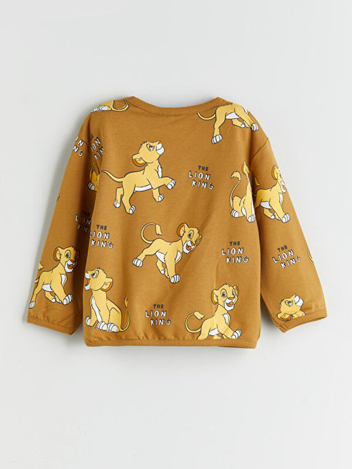 Bisiklet Yaka Aslan Kral Bask?l? Erkek ?ocuk Sweatshirt