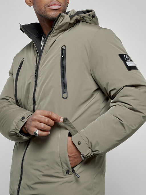 Куртка спортивная мужская зимняя с капюшоном серого цвета 8360Sr - Wonderrman фото 12