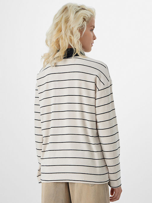 Поло женское бежевое в полоску - Mark formelle фото 2