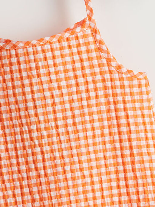 Ekose Kare Yaka K?z ?ocuk Elbise