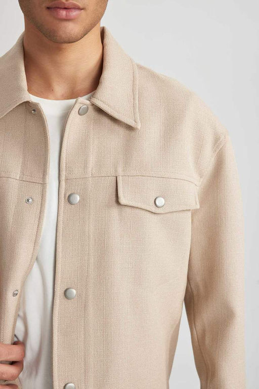 Пальто Relax Fit с воротником-поло на хлопковой подкладке - Defacto фото 8