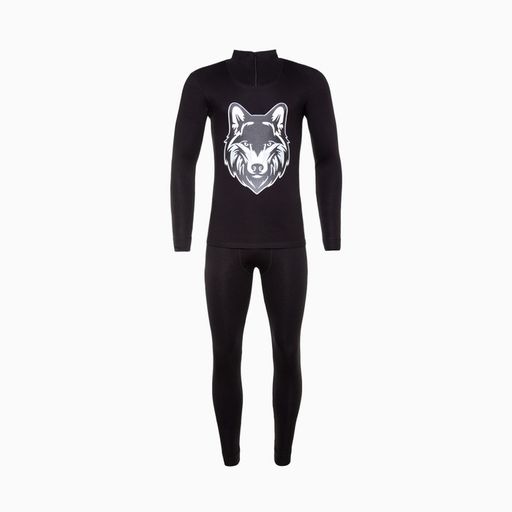 Термобельё мужское НАЧЁС (фуфайка, кальсоны) принт волк, цвет чёрный, размер 50