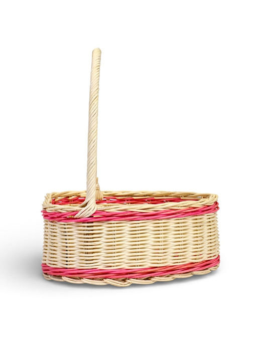 Корзина плетёная, в форме сердечка, набор 3 шт., лоза, кукуруза, с розовой полоской