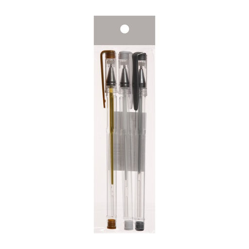 Набор гелевых ручек 3 цвета, белый, серебристый, золотой, корпус прозрачный - Simaland фото 4