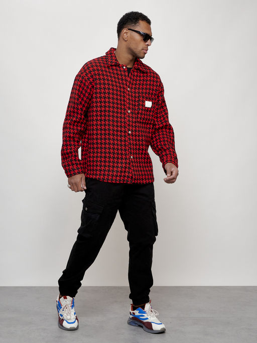 Ветровка рубашка мужская букле красного цвета 58379Kr