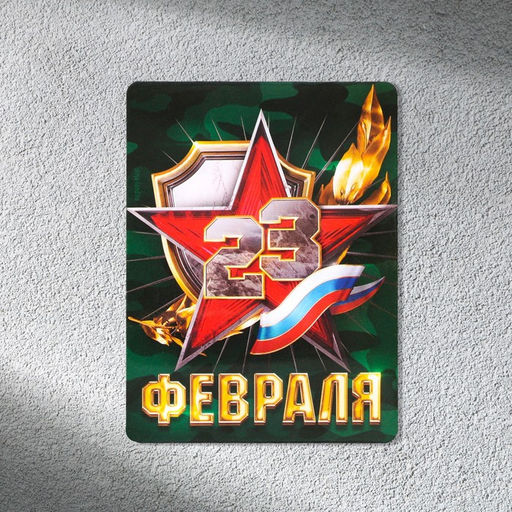 Цена за 4 шт. Магнит полимерный 23 февраля, 6?8 см
