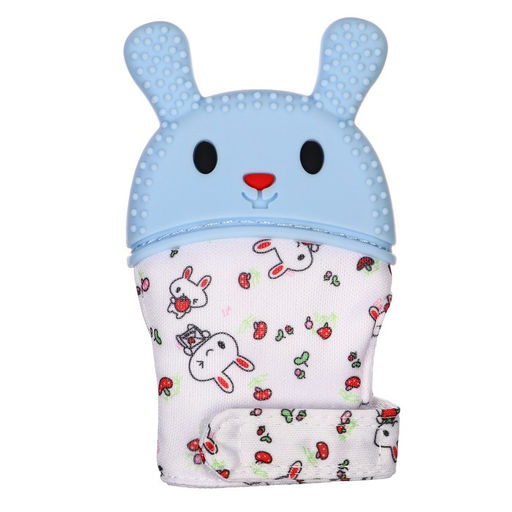 Прорезыватель-рукавичка Крошка Я «Зайка», от 3 мес., голубой/зеленый