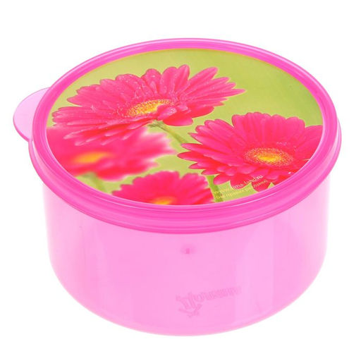 Цена за 2 шт. Ланч - бокс круглый Цветы, 500 мл