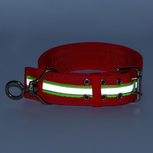 Ошейник четырехслойный светоотражающий с вертлюгом, 71 х 5 см, ОШ 55-65 см, красный - Пижон фото 10