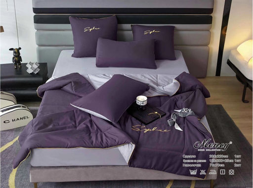 Одеяло Mency средней плотности однотонное с простыней на резинке и наволочками ODMENOR06