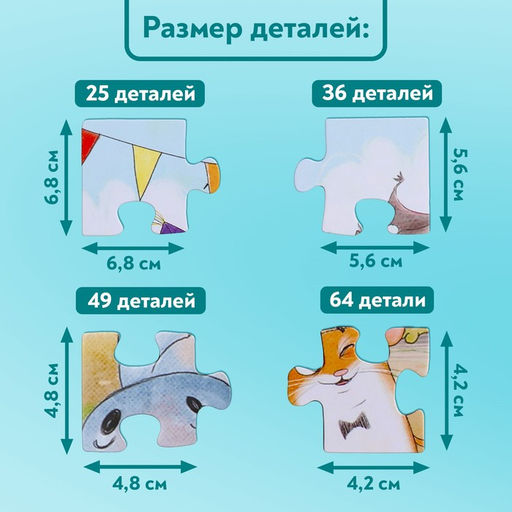 Пазлы 4 в 1 «Праздничная вечеринка», 25, 36, 49, 64 элемента