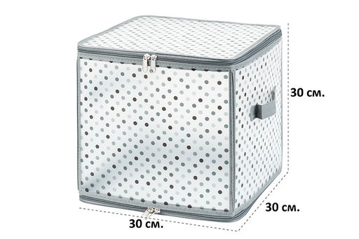 Кофр складной для хранения 30*30*30 см Горошек на серебре на молнии, пластик. - Elan gallery фото 2