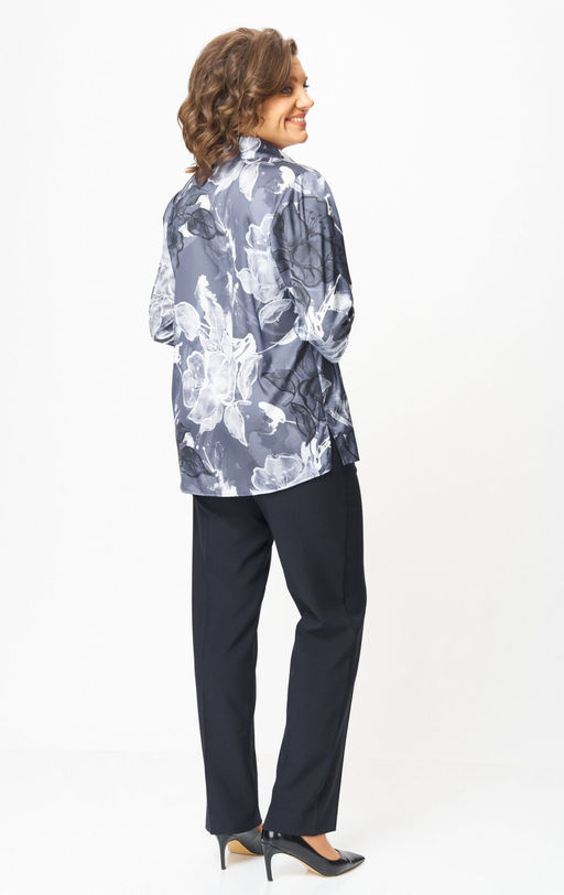 Блуза БелЭльСтиль 877 синий принт