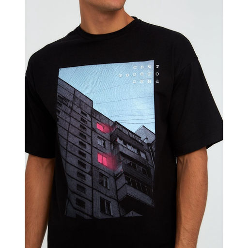 Футболка «Окна», черный, р. 50, KAFTAN