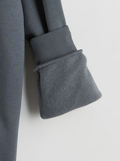 Bask?l? Erkek ?ocuk Kal?n Sweatshirt