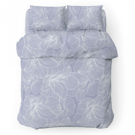 Постельное белье, комплект 2-х спальный Аквилегия серый, 4 предмета: пододеяльник 175х215см, евро-простыня 220х240см, 2 наволочки 70х70см с клапаном-запахом, поплин 115г/м2, хлопок 100%, упаковка классическая ПВХ 32х41см, Домашняя мода (Россия) фото 2