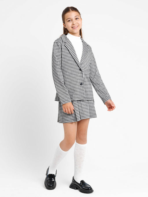 Жакет для девочек в черно-белую клетку виши - Mark formelle фото 2