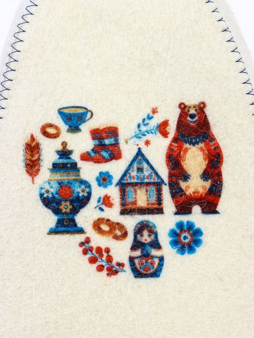 Шапка для бани с принтом "Русские традиции", белая