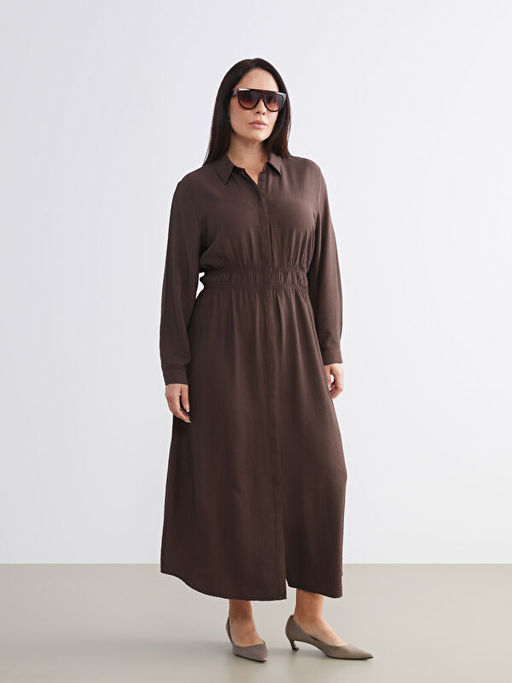 B?y?k Beden Dokulu B?zg?l? G?mlek Elbise