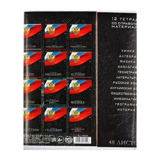 Набор предметных тетрадей Calligrata «Герб», 12 предметов, 48 листов, со справочным материалом, обложка из мелованного картона