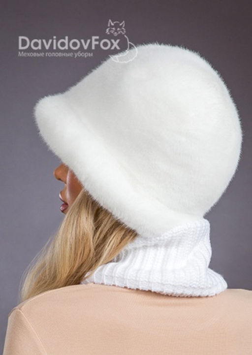 Шапка Шляпка экомех капор белый