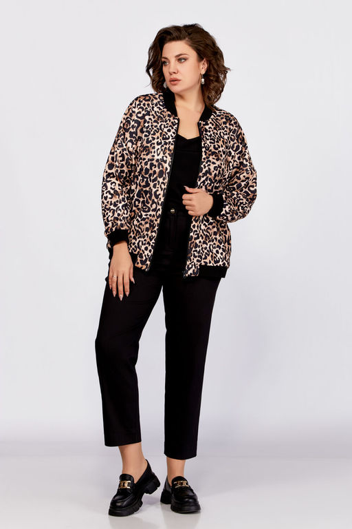 Бомбер Swallow 789 черный+принт леопард  фото 10
