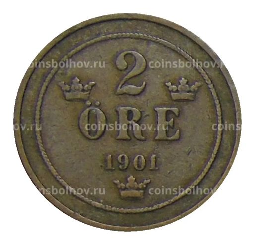 Монета 2 эре 1901 года Швеция