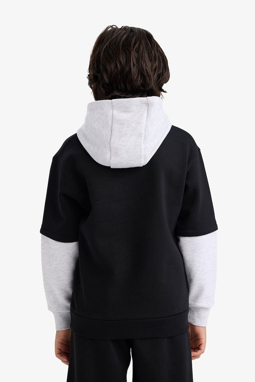 Kap__onlu Bask_l_ __i Yumu_ak T_yl_ Sweatshirt Erkek _ocuk - Defacto фото 5