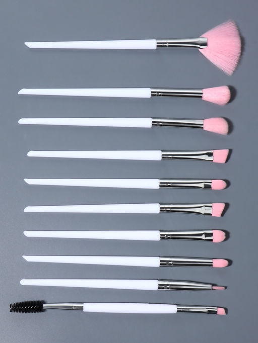 Набор кистей для макияжа COLOR POWER pink, 10 шт., в чехле, белый