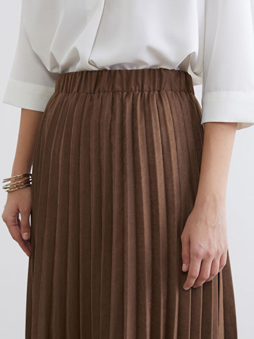 Beli Lastikli S?et G?r?n?ml? Pileli Etek