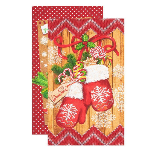 Набор кухонных полотенец Доляна Тепла и уюта 35х60см-2шт, 100% хлопок  фото 4