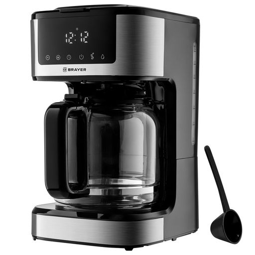 Кофеварка BRAYER 1124BR, капельная, 900 Вт, 1.8 л, LED дисплей, поддержание t, чёрная